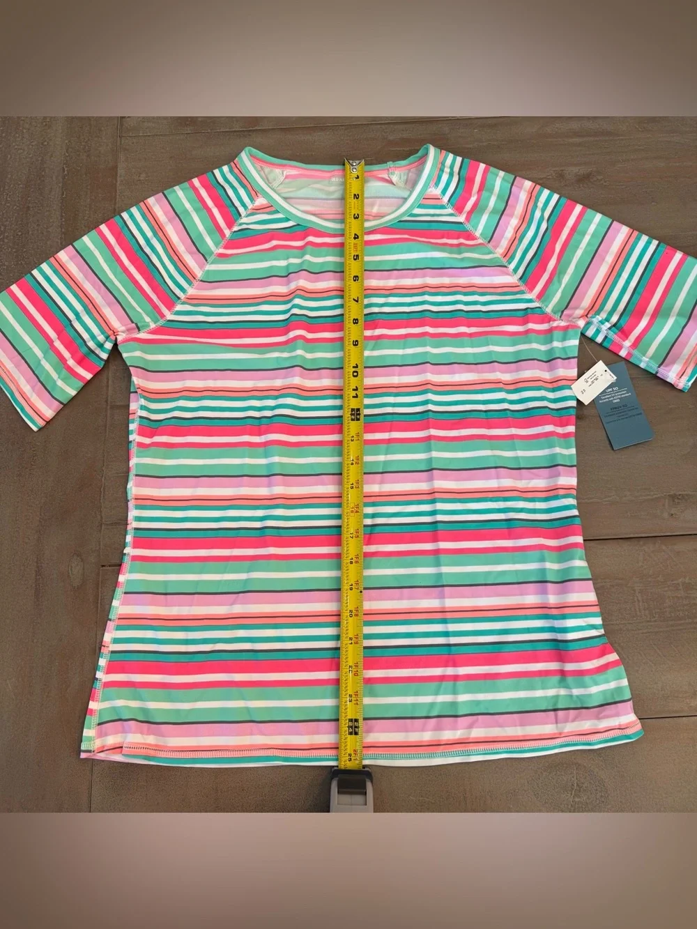 Old Navy Women’s Rash Guard Short Sleeve Striped Multicolor Sz XL New UPF 50